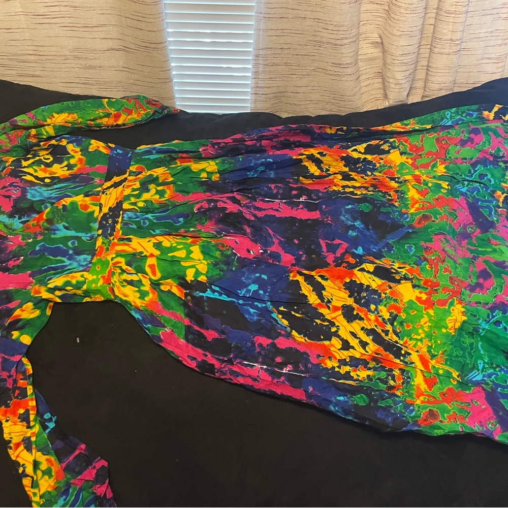 Multicolor Long Sleeve Maxi Dress